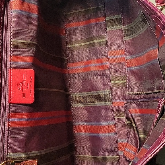 Etro Milano Embossed Leather Satchel Bag • Croc & Paisley Pattern •Made in Italy - Picture 11 of 13